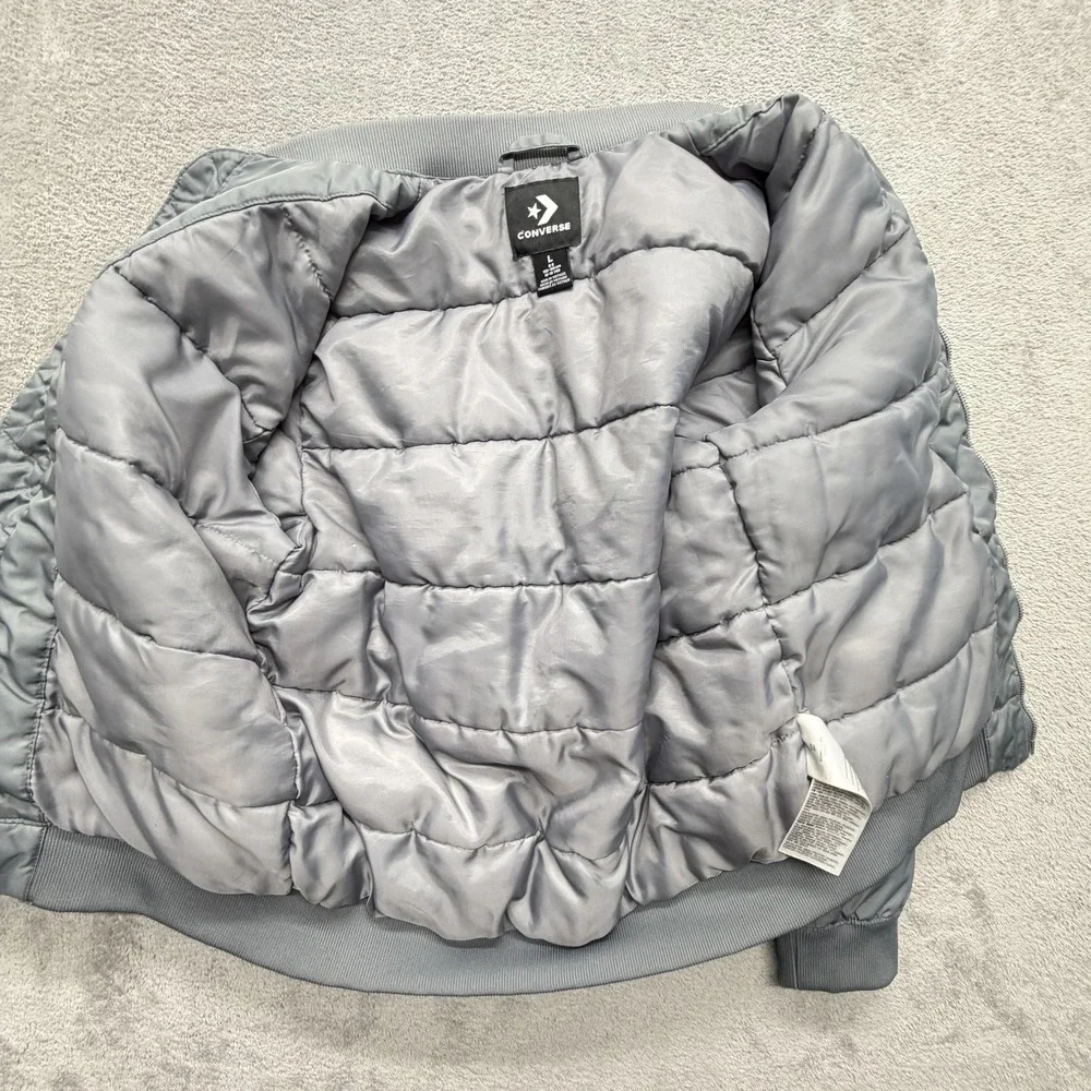 Converse Jacket Boys 12-13Y Gray Bomber Insulated Full Zip Puffer Coat
